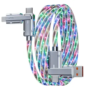 4-in-1 USB-C Charger Cable - Silicone-Built Alloy Construction, Durable, 480 Mbps Fast Data Transfer, Lightning Compatible Multi-Device Adapter Cable for iPhone 15/14, iPad Pro, USB-A Smartphones, 4-In-1 Charger Cables, Usb-C Charging Cables