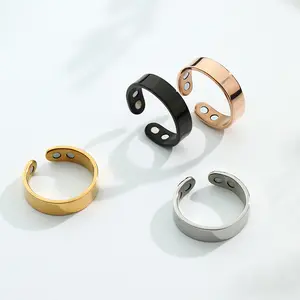 Stainless steel magnet ring Magnetic opening Anti-snoring ring Double magnetic health fashion jewelry bracelet