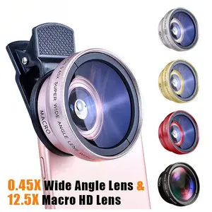 0.45x Wide Angle Macro Dual Phone Lens, Expandable Viewing & Magnifier Function, Compatible with Most Smartphones