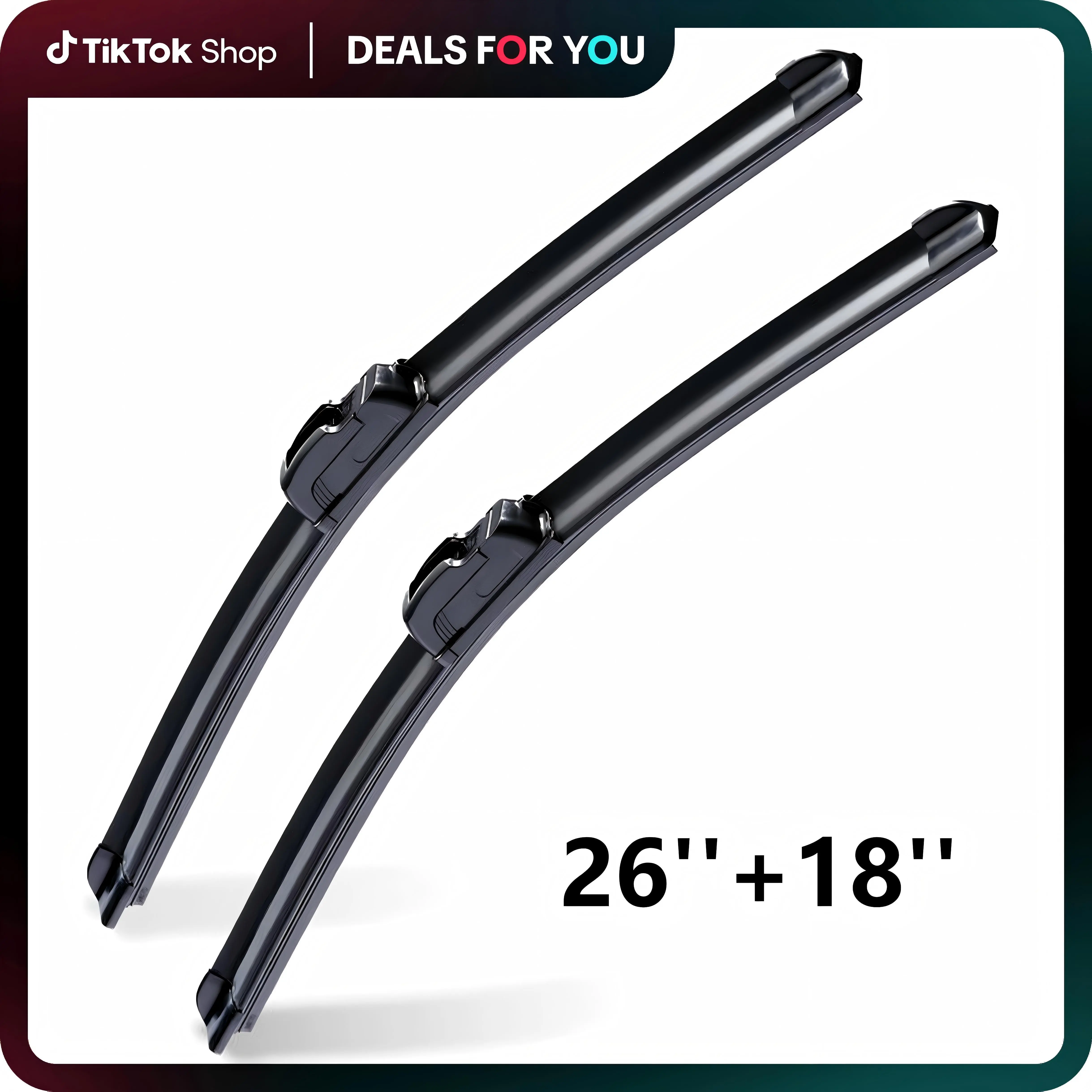 ITUTN OEM Quality 26''+18'' Frameless Car Windshield Wiper Blades – Ultra Quiet, Streak-Free Wipe, Dual-Layer Coating, Weatherproof, Easy Installation, Universal Adapter with JHook, All-Season Use Including Winter/snow