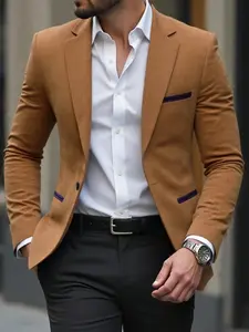 Men's Casual Suit Jacket Long Sleeve, Stylish Western Wear Outerwear, Perfect for Daily & Formal Occasions, Comfortable Fit Design