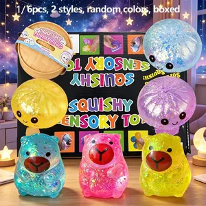 1/6pc Novel stress relief Play toy set, relieves anxiety, slowly rebounds stress relief toys, fun interactive design, cute desktop accessories suitable for office workers, party gifts, holiday gift creativity, perfect gift selection, boxed