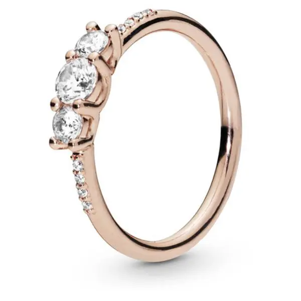 PANDORA Sparkling Elegance Vintage Trio Ring Stack, 186242CZ Elegant Silver Rings with Stones, Stacks, Sparkly Silver Rings