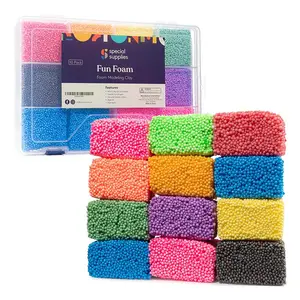 FUN FOAM Modeling Foam Beads Play Kit (10 Blocks) - Reusable Container