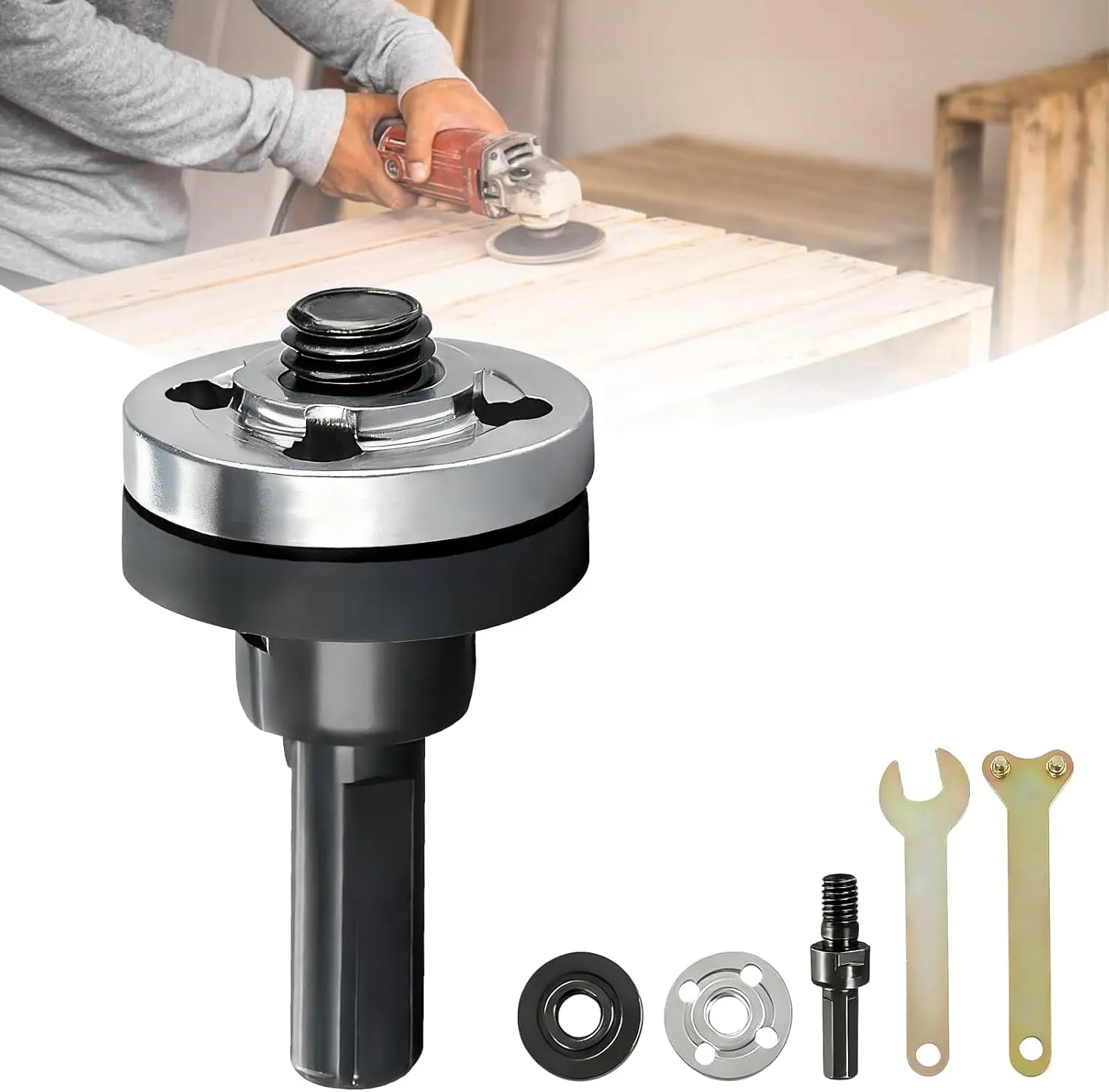 Heavy Duty Electric Drill Conversion Angle Grinding Adapter Connecting Rod Kit, 6mm-10mm Arbor Mandrel Adapter with Spanner Set, Universal Fit Wood/Metal DIY Power Tool Accessories, Diy Users