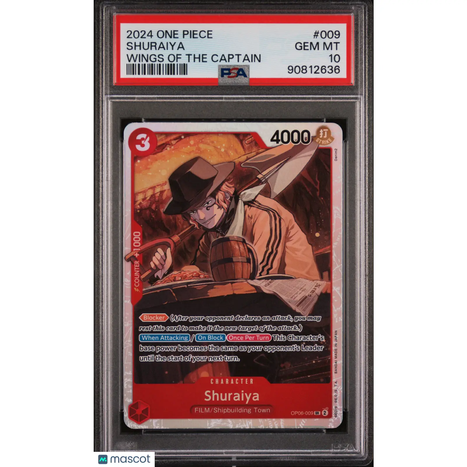 PSA 2024 One Piece CCG Shuraiya #009 Wings of the Captain 10 Graded Card