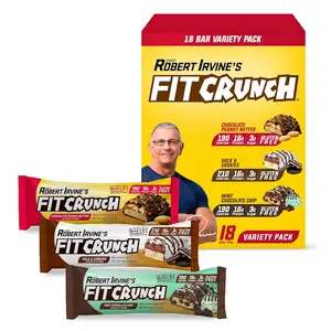 FITCRUNCH Protein Bars Snack Size Variety Pack Gluten Free 18 Pack