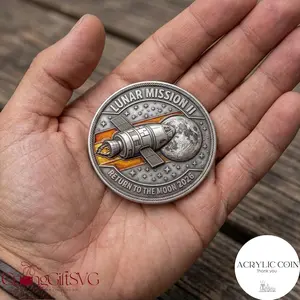 Artemis II Mission Commemorative Coin – NASA Space Exploration Silver Challenge Coin Collector Gift