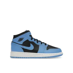 Jordan Kid's 1 Mid University Blue Black Basketball Shoes, from StockX