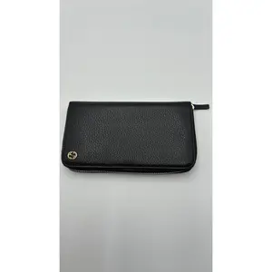 Pre-owned GUCCI Leather Luxury Bags & Accessories Interlocking G Zip Around Wallet, Black Date Code: 509644525040C