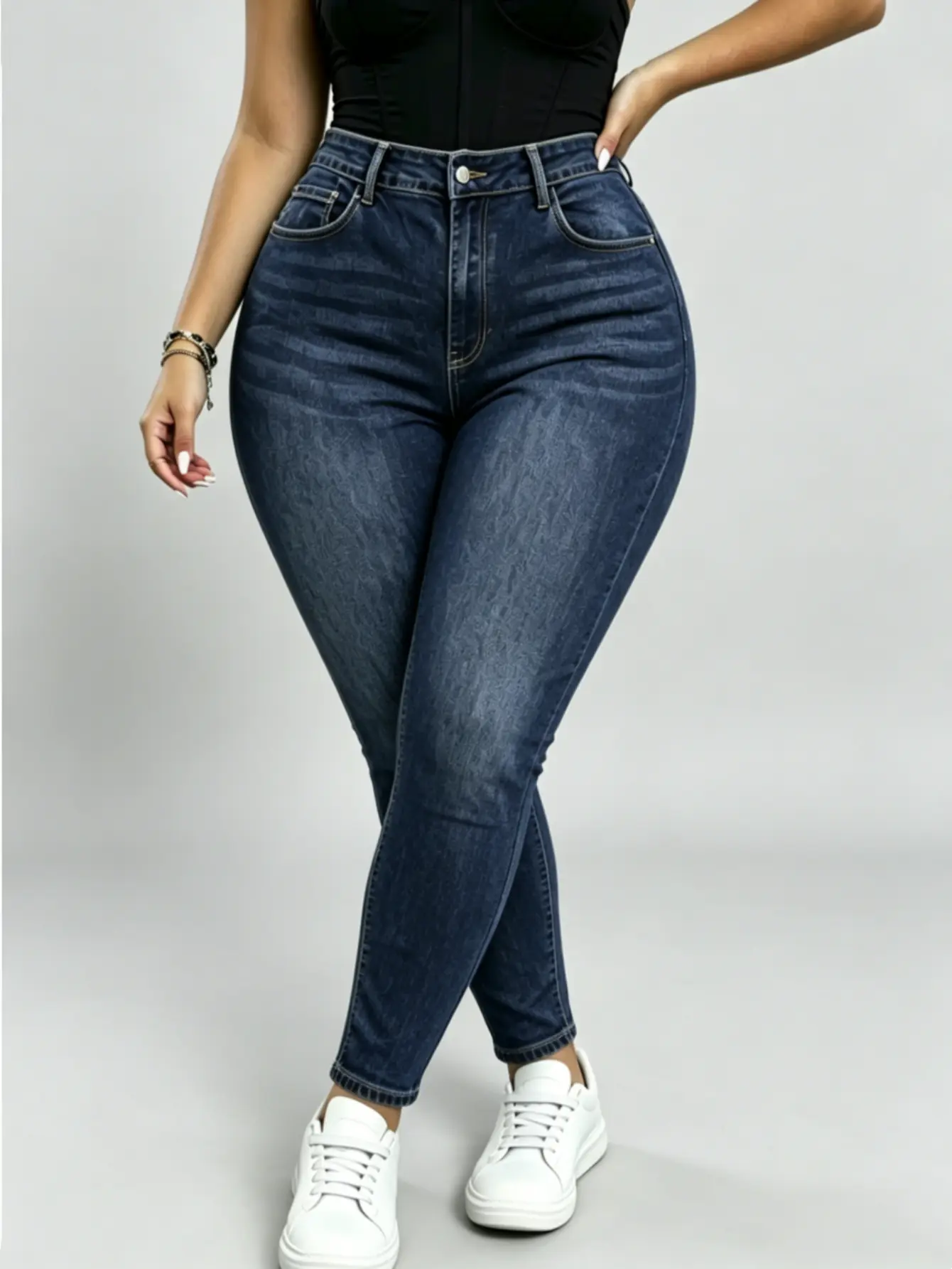 Elegant High Waist Long Skinny Denim Jeans for Women, Women‘s wear, Versatile Four Seasons Wear, Slimming Fit, Stylish Chic Casual Pants, Trouser, Basic, Denim Skinnies, Wash Jeans WH54 BBL
