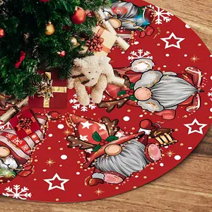 JOOCAR Christmas Tree Skirt Red Tree Skirt Glitter Gnomes Snowflake Xmas Winter Tree Skirt 48 Inch for Red Christmas Indoor Outdoor Decorations