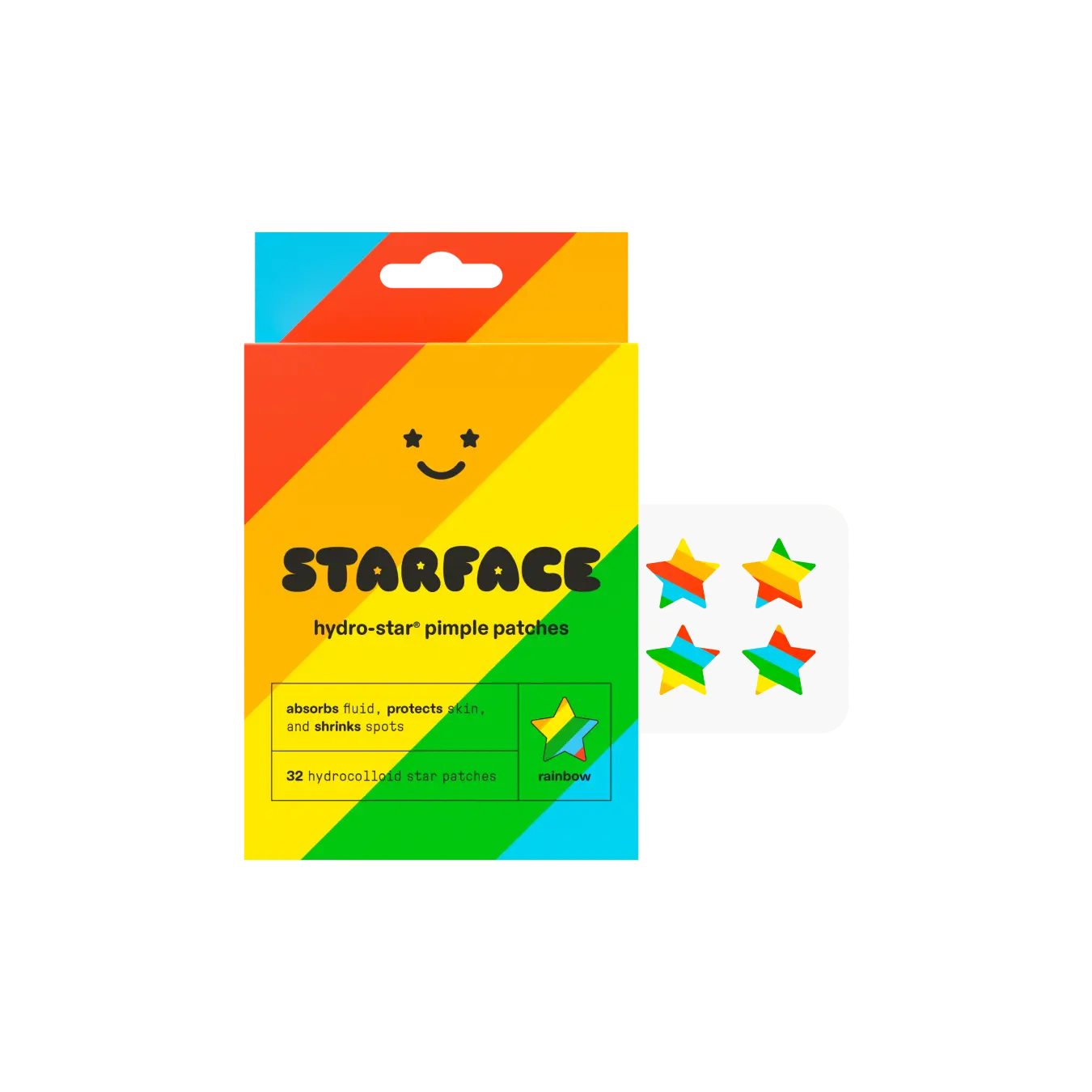 Starface Rainbow Star Pimple Patches, 32 ct