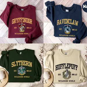 Vintage Wizard School House Sweatshirt – Magical Fantasy-Inspired Pullover for Book Lovers and Cozy Readers, Retro Wizardcore Aesthetic for Magic Fans