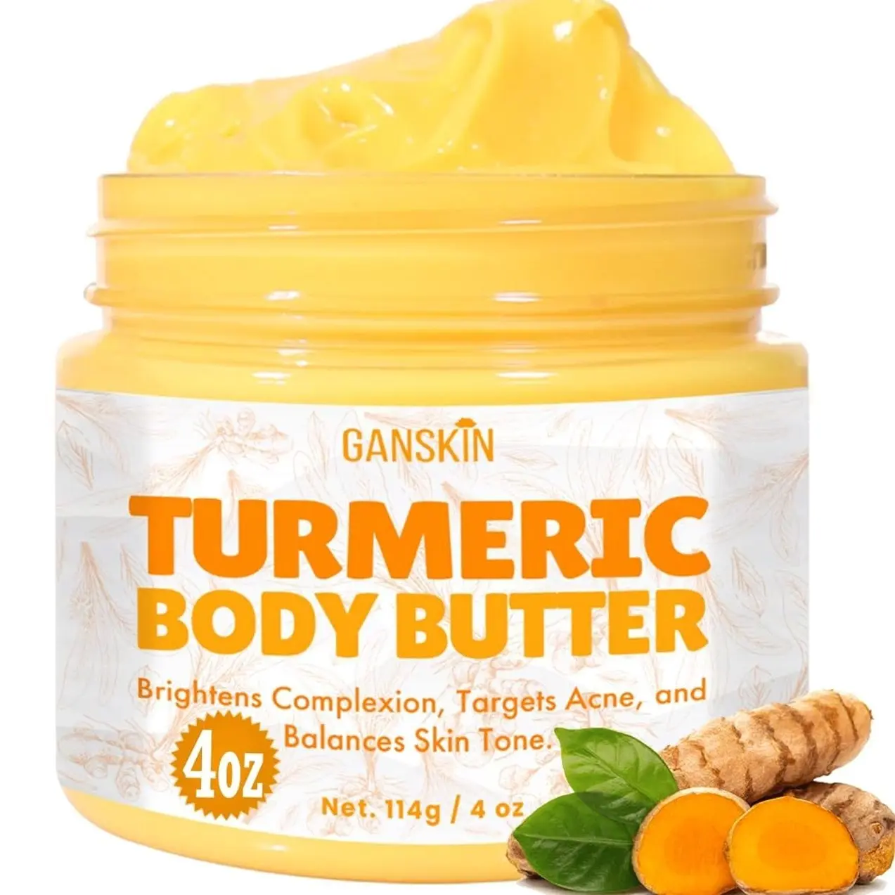 Turmeric Face Cream – All Natural Skin Brightening Lotion – Turmeric Whipped Body Butter for Dark Spots, Hyperpigmentation – Skincare Cleanses, Fights Acne, Evens Tone, Scars, Sun Damage