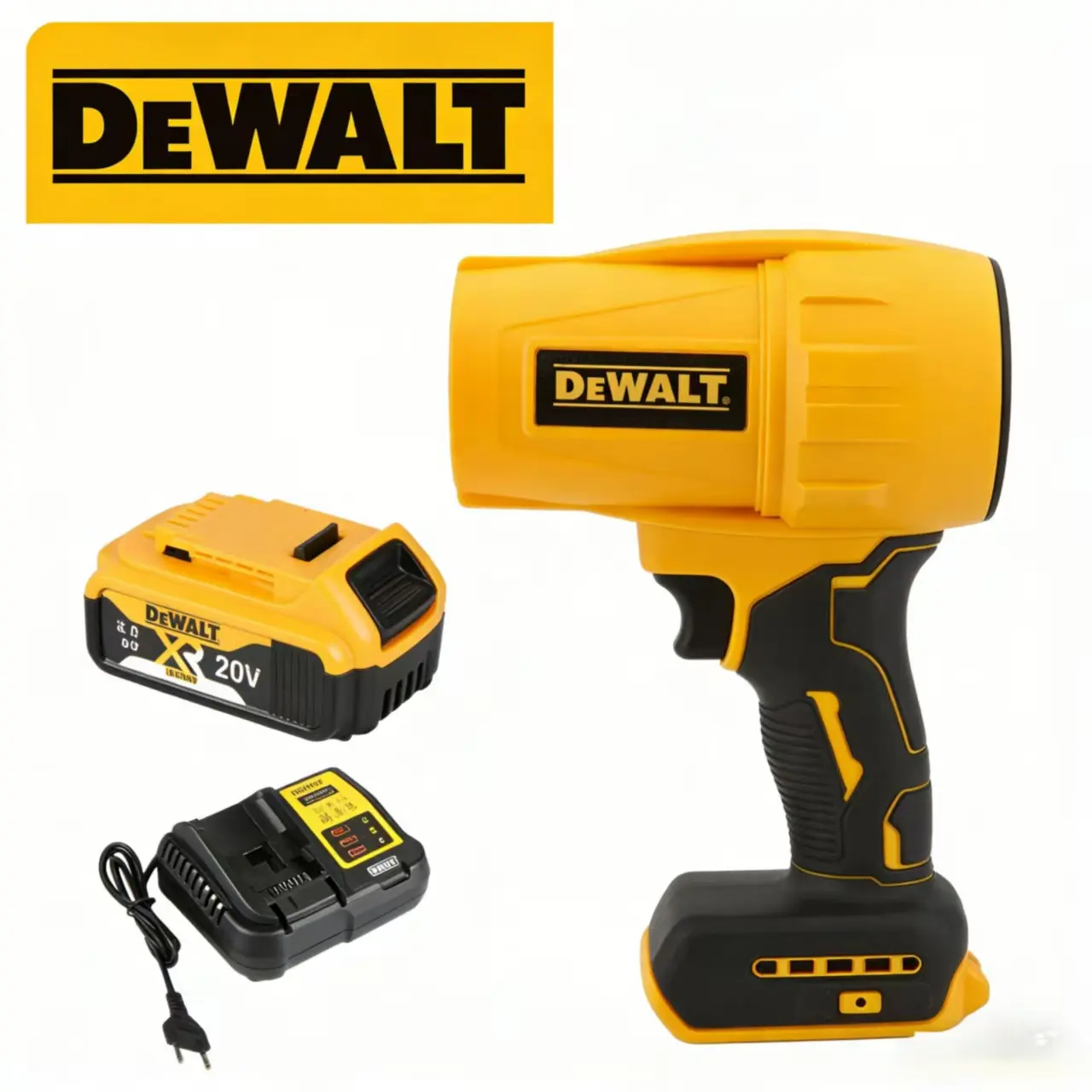 Dewalt 20V Rechargeable Battery Strong Blower - Cordless Portable 30000 RPM Turbo Handheld Tool with Grip, Batteries Included for Dust Blowing, Quick-Drying