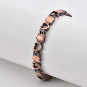 Pure Copper Openwork Heart Magnetic Bracelet/Anklet - Adjustable Red Chain with Secure Clasp, Gift Box Ready for Women/Men