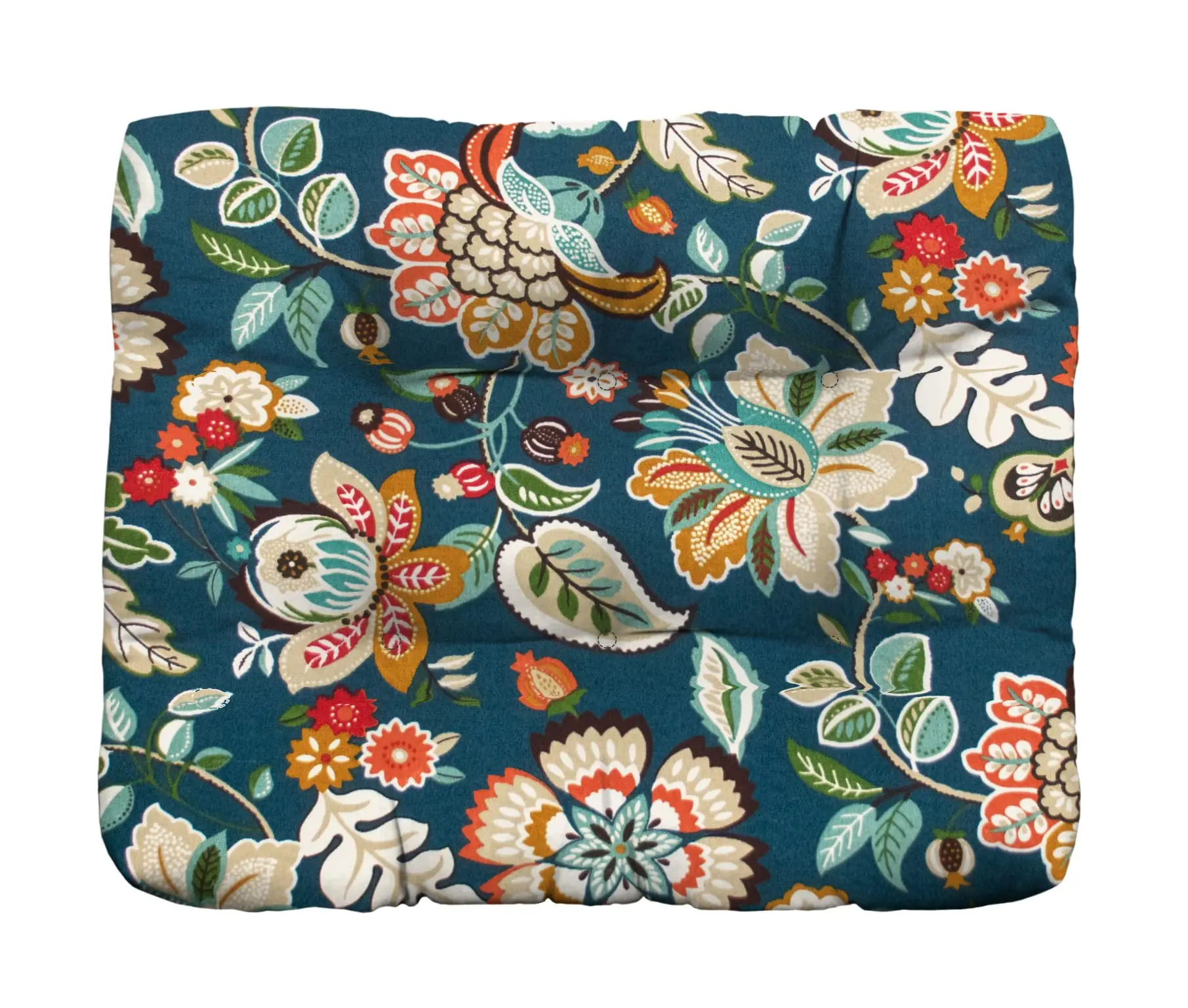 RSH Decor Tufted Ottoman Cushion for Outdoor Patio Furniture 24" x 20" Water-Resistant Telfair Peacock Blue
