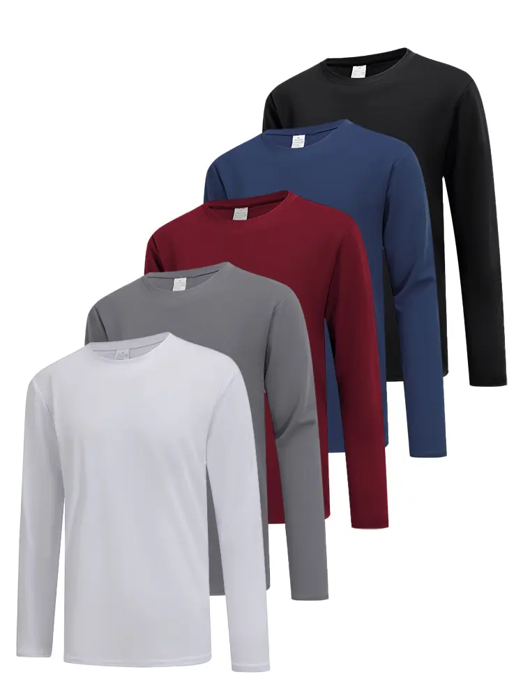 Men's 5-Pack Athletic Tee Shirts - Activewear Athletic Gym Clothes, Breathable Moisture-Wicking Quick-Dry Stretch Fabric, Yoga & Running Training Tops