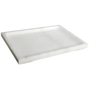 White Marble Made Rectangular Tray