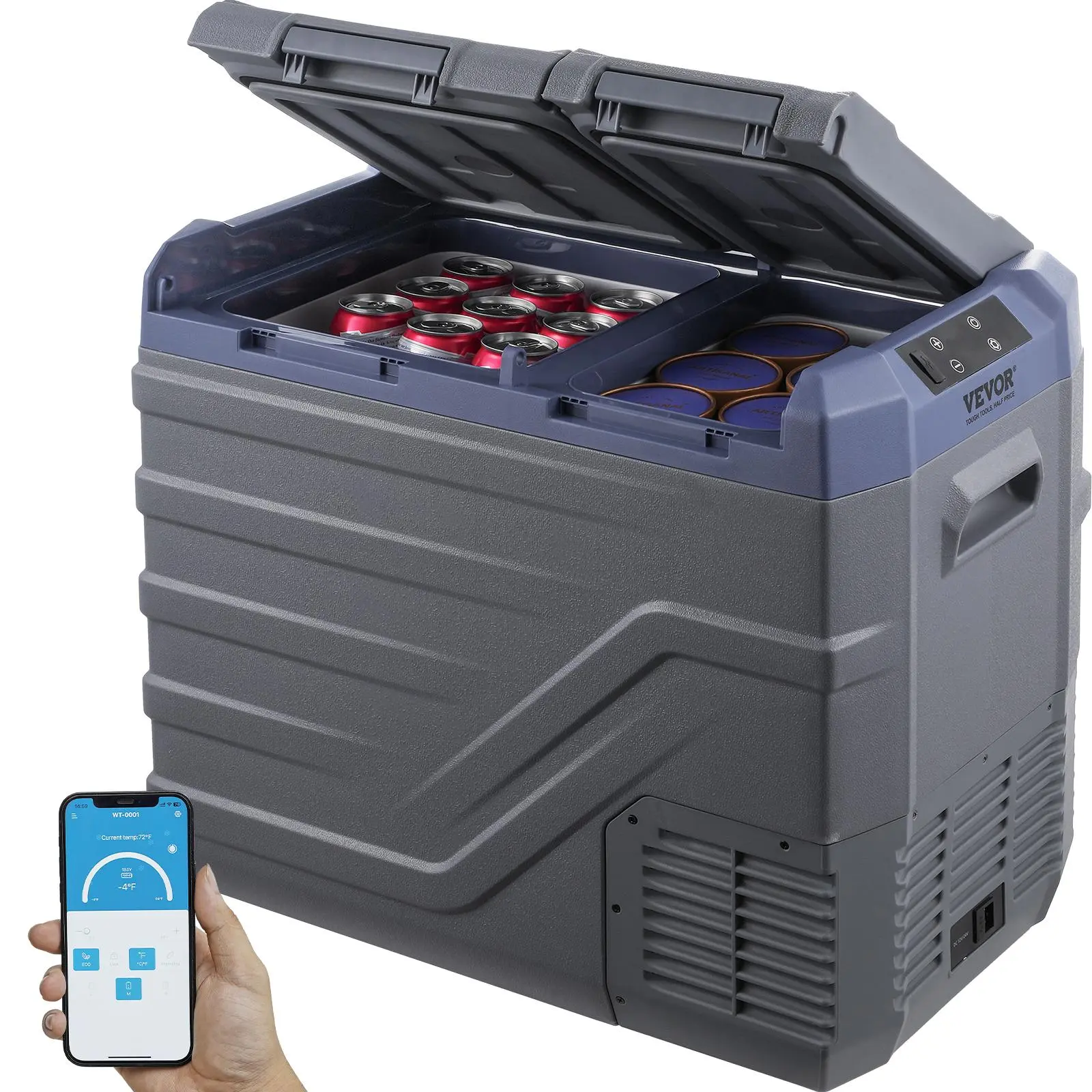 【summerfinds】VEVOR Car Refrigerator, 12 Volt Car Refrigerator Fridge, 40 L Dual Zone Portable Freezer, -4℉-68℉ Adjustable Range, 12/24V DC and 100-240V AC Compressor Cooler for Outdoor, Camping, RV