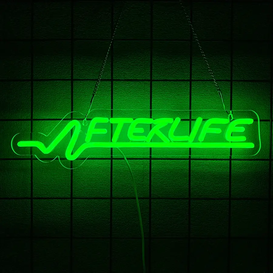Cyberpunk Neon Sign for Wall Decor, Wall Mounted Lighting, Gaming  Neon Sign for Man Cave Shooting Game lights for for Gamer Room ,Bedroom,Bar,Birthday,Christmas Decor, Decorative Lights, Afterlife Neon Light Sign Green, Led Neon Lights