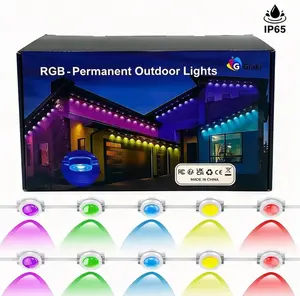 150FT Outdoor RGB Smart Eaves Lights,IP65 Waterproof,Voice Assistant,Bluetooth App Controlled,Music Sync,| Perfect Gift & Everyday Garden, graduation decorations,Party,Festive,Ambiance Patio & Deck Decor Diy Scene Modes