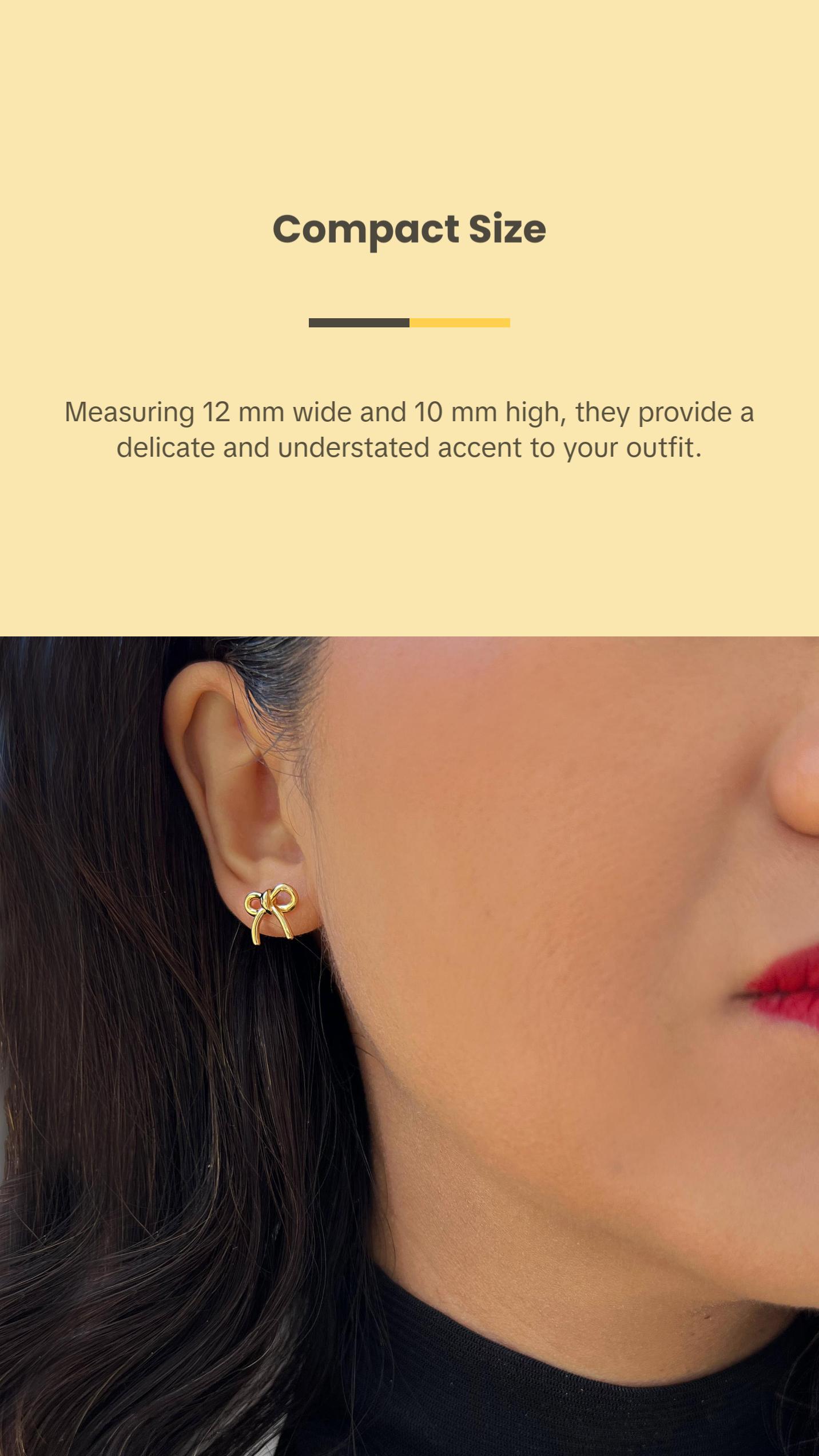 SONIA HOU Holiday Coquette Bow Stud Earrings - 18K Gold Over Sterling Silver S925 | Dainty Small Christmas Festive Bowknot | Minimalist Chic Trendy