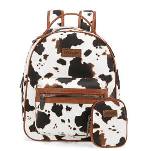 Wrangler Medium Cow Print Backpack Cute Daypacks Bookbag Purse for Women Casual