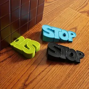 3 Pcs Silicone Door Stop English Letter STOP Silicone Door Stopper - Silicone 'Stop' Letters Design for Easy Use and Maximum Protection Against Wind and Gate Resistance Slide Stopper