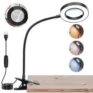 10x Magnifying Glass with Light, 3 Colors, 10 Brightness, 48 LED Magnifier Lamp, Ideal for Reading, Crafting, Painting, Close Work, Office Stationery Supplies