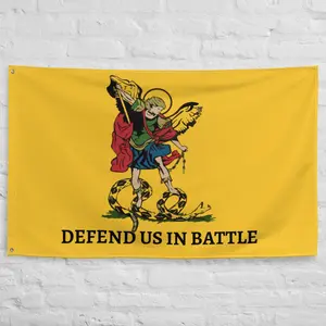 Holy Michael, the Archangel, defend us in battle.  Flag - Gadsden flag - Catholic Flag -