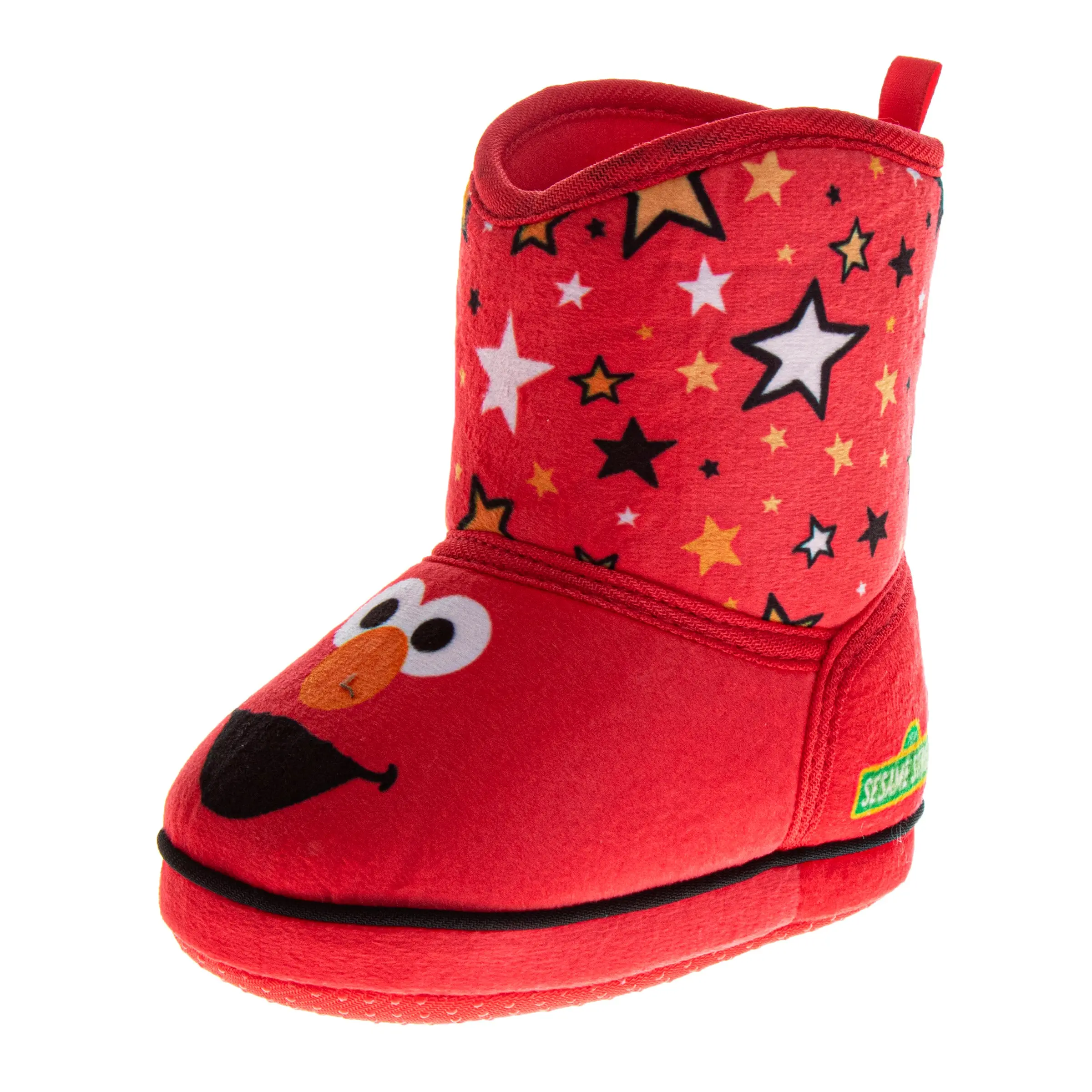Sesame Street Elmo and Cookie Cartoon Print Kids' Furry Slip-On Boots - Warm, Fun (Toddler), Cartoon Print Shoes, Kids Shoes, Furry Shoes