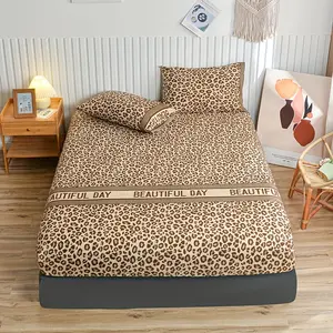 Three-Piece Leopard Print Bedding Set, Bed Sheet Sets, Soft Comfortable Breathable Polyester Fiber, Includes 1 Fitted Sheet and 2 Pillowcases