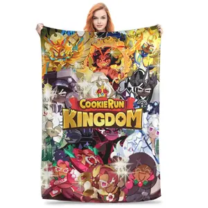 Flannel Throw Blanket Shadow Milk Cookie Run Kingdom Warm Plush Blankets Soft Bedding for Bed Living room Home Picnic Sofa  Essential items for everyday home use.