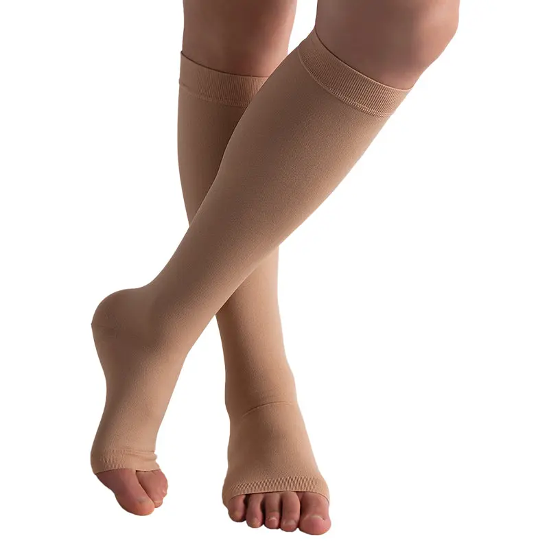 MX Care Compression Stockings 20-30mmHg Socks for Swelling & Tired Legs, Travel Support Open-toe Style Knee Length for Men & Women Speed-up Circulation & Recovery, Reduces Varicose Veins
