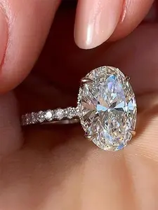 Elegant Oval Shaped Artificial Zirconia Ring, Fashion Accessories for Women, Trendy All-match & Exquisite Jewelry for Birthday Gift