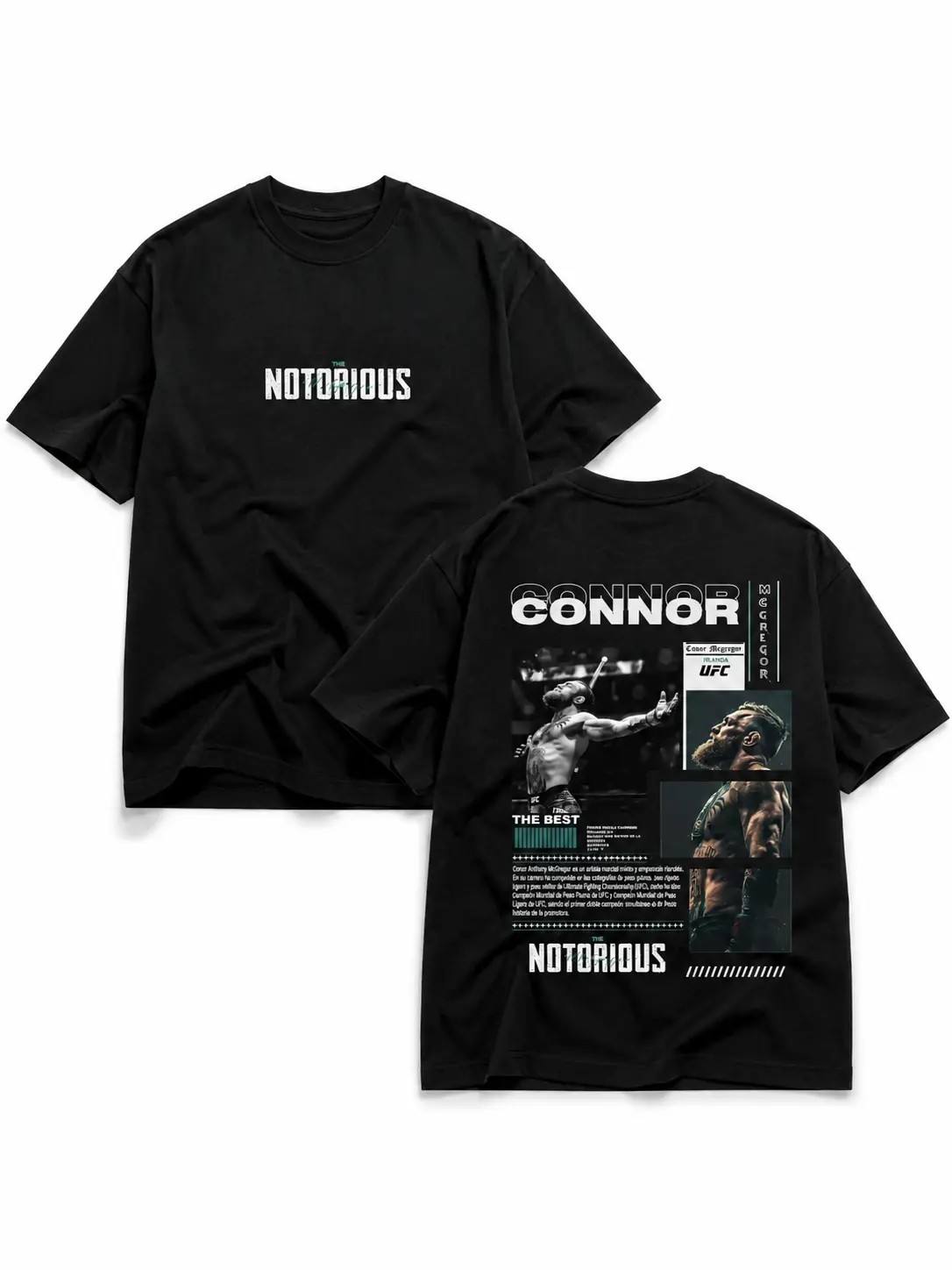 Men's The Notorious Conor McGregor Graphic T-Shirt, Soft Cotton Fabric Crew Neck, Minimalist MMA Fan Print for Halloween & New Year, Lightweight, Dry Clean, Holiday, Pull On