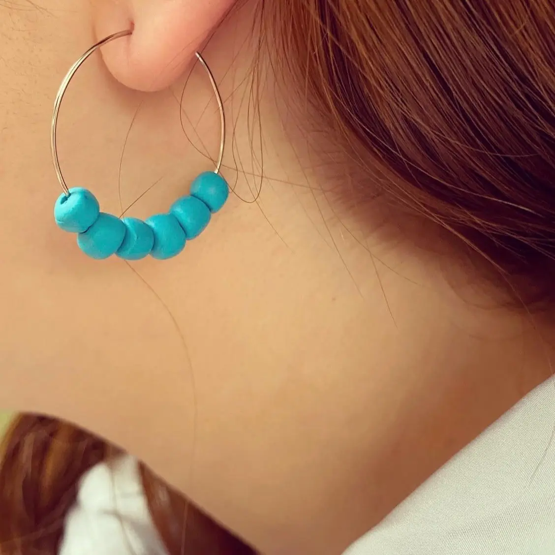 Baby Blue Clay Beads Hook Earring for Girls nickelfree earrings plugs dangle polymer clay christmas gift jewelry
