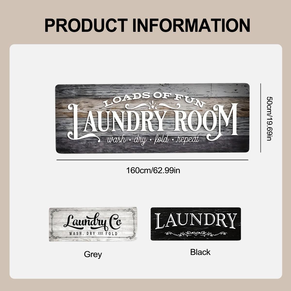 Non Slip Laundry Room Floor Mat Washable Durable Runner Rug with Letter Pattern Ideal for Laundry Rooms and Hallways