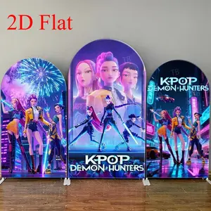 15-day 2D Flat Delivery Arch Background Cyber Girl Group Cyber City Arch Backdrop Cover for Gaming and Birthday Party Room Decor Banner