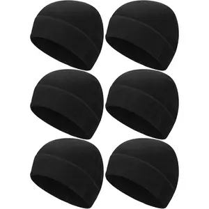 6 Pcs Fleece Skull Cap Men Fleece Beanie Winter Watch Hat Warm Polar Beanie Cap Thick Windproof Unisex for Outdoor Exercising