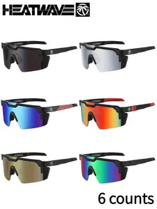 6 Pack Heat Wave Polarized Cycling Sunglasses, Uv400 Protection, Windproof Anti-Glare, for Biking Running Driving, Men Women