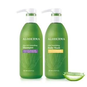 Aloderma Aloe Hair & Body Care Set: Oil Controlling Shampoo, Nourishing Body Wash