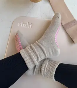 Lotties slouchy scrunchy socks with pink heart grips