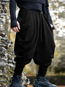 INCERUN Fashionable Men's Deconstructed Pleated Pants, Stylish Long Trousers for Casual Wear, Casual Solid Color, Comfortable and Trendy Design