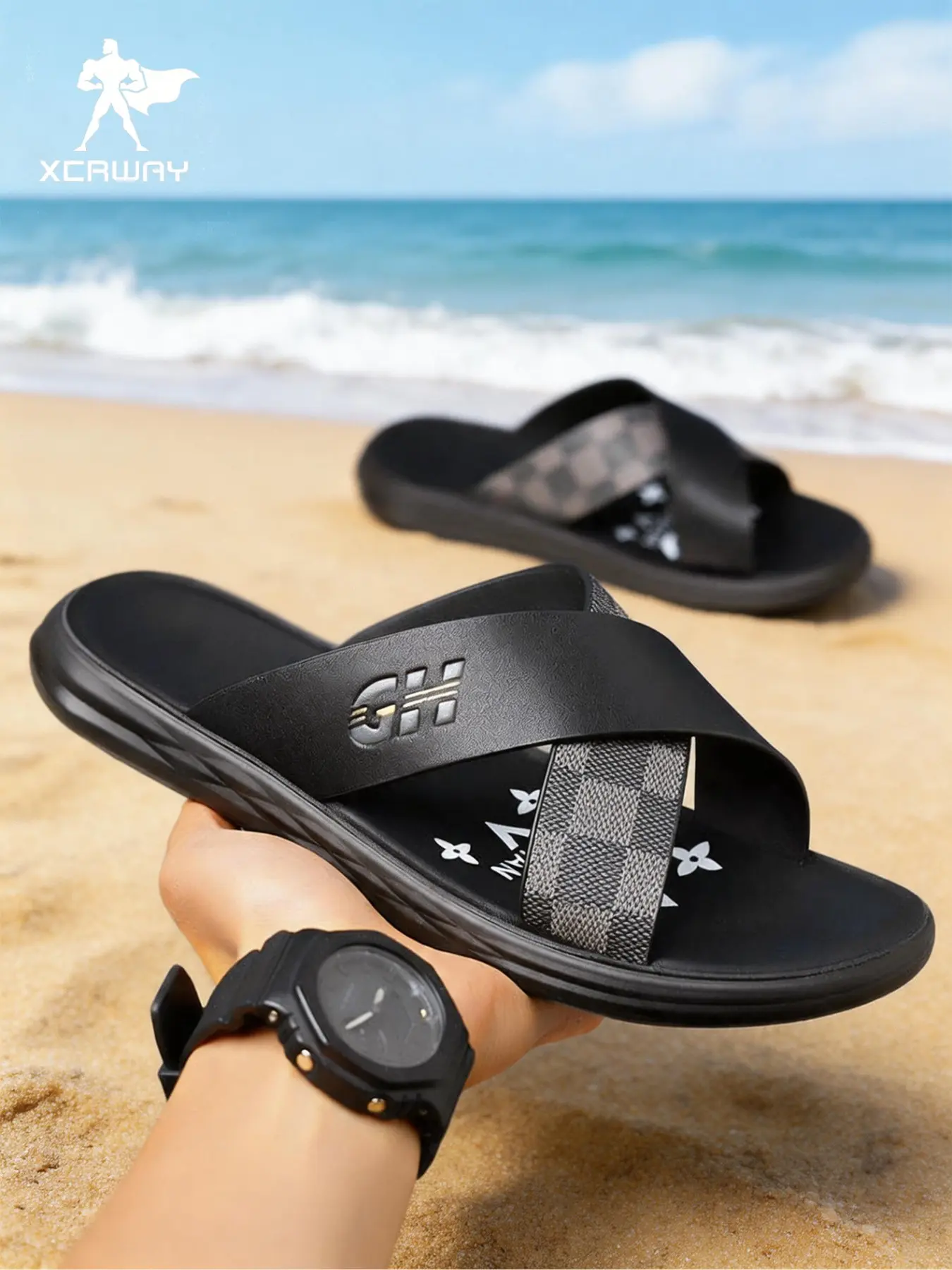 Summer Men's Sandals, Lightweight Luxury Trendy Classic Simple Casual Slippers, Ideal for Home and Outdoor Beach Wear