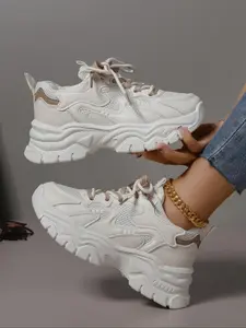 Women's Fashionable Lace Up Platform Sneakers, Stylish Sneaker, Mesh Casual Sneakers, Casual Comfortable Sports Shoes for Daily Wear, Female All-match Round Toe Shoes for Daily Wear, Casual Walking Sneakers, Lightweight Sneakers