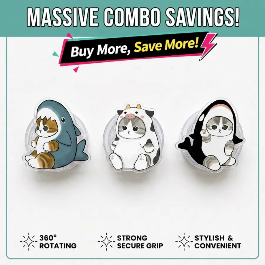 [Best Value Bundle] Cosplay Cat Phone Grip – Cute Kitten Aesthetic Design, Trendy Phone Holder Gift For Cat Lovers And Pet Fans