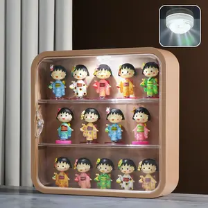 Clear Display Case for Figure with Led Light,3-Layer Wall-Mounted Storage Box with Door,Dust and Moisture Proof,Suitable for Pop Mart,Lego Collectibles Mini Figures Toys